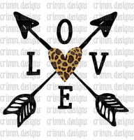 Leopard Heart Love Arrows Sublimation Design Digital Download