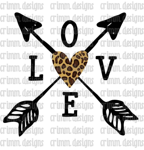 Leopard Heart Love Arrows Sublimation Design Digital Download