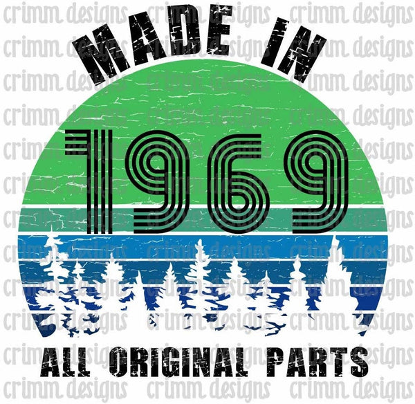 Made in 1969 - All Original Parts Sublimation Design Digital Download