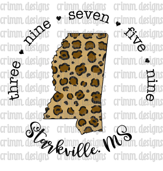 Leopard Starkville Mississippi Zip Code Sublimation Design Download