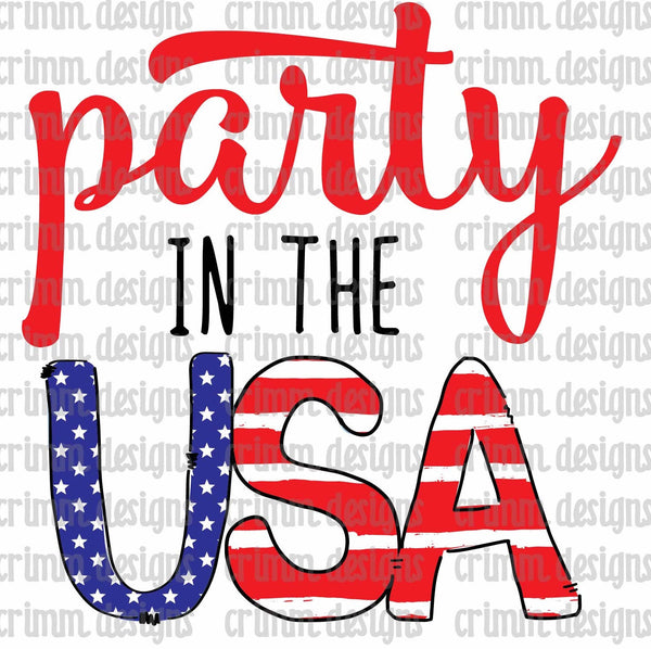 Party in the USA Sublimation Transfer Design Download