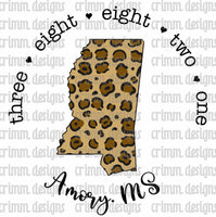 Leopard Amory Mississippi Zip Code Sublimation Design Download