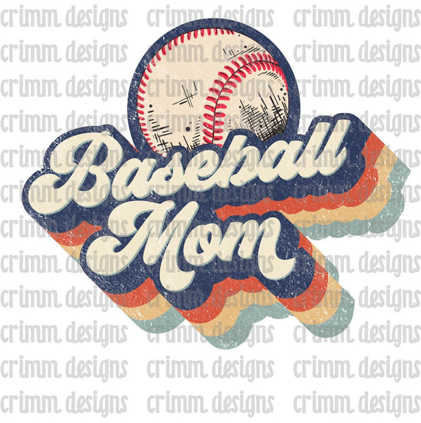 Retro Baseball Mom Sublimation Design Download