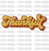 Retro Distressed Thankful Sublimation Design Download