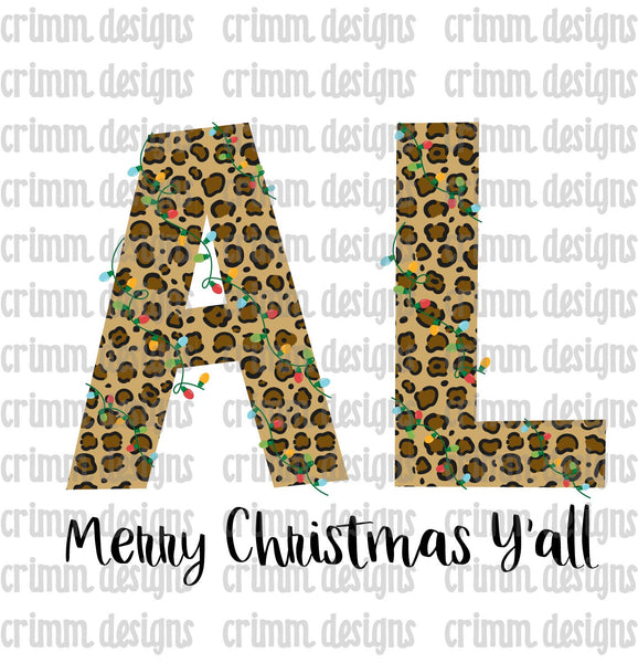 Leopard AL with Christmas Lights Sublimation Design Download