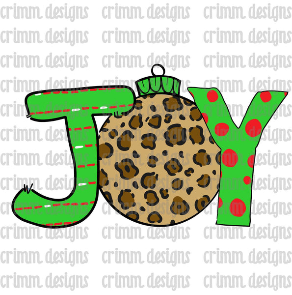 Joy Leopard Ornament Christmas Doodle Letters Sublimation Design Download