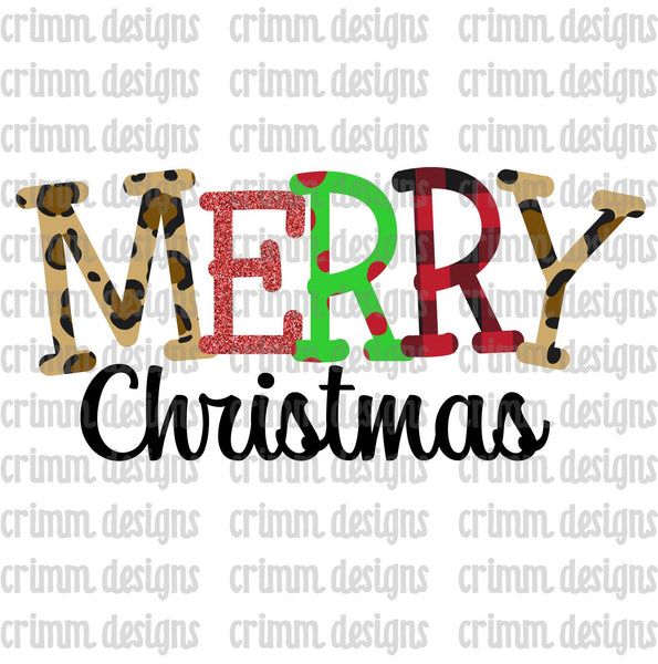 Patterned Merry Christmas Sublimation Design Download