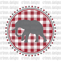 Crimson and Grey Check Elephant Sublimation Design Download