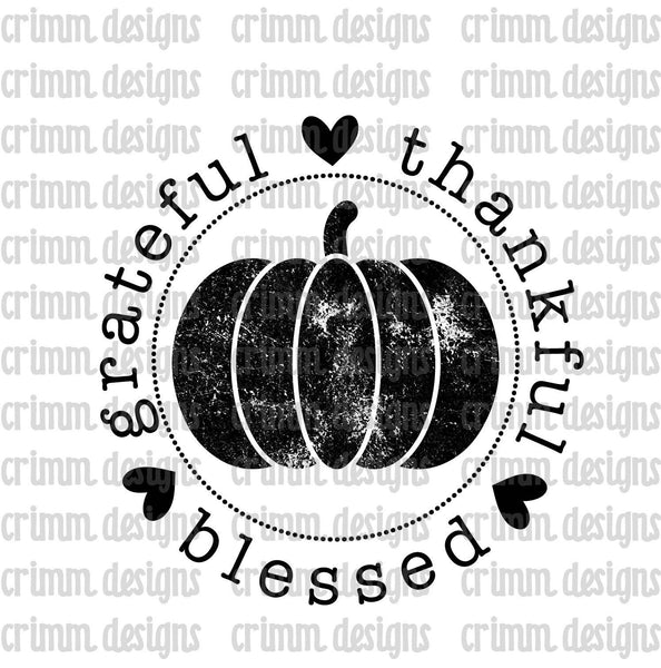 Grateful Thankful Blessed Pumpkin Sublimation Design Download