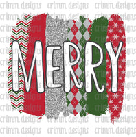 Merry Christmas Brush Strokes Sublimation Design Download