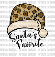 Leopard Hat Santa's Favorite Sublimation Transfer Design Download