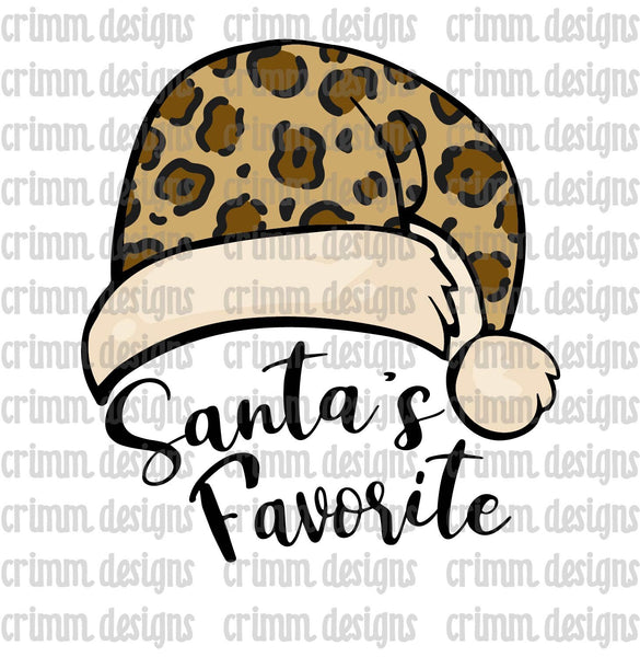 Leopard Hat Santa's Favorite Sublimation Transfer Design Download