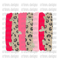 Leopard Glitter Heart Brush Strokes Background Sublimation Design Digital Download