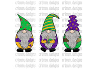 Mardi Gras Gnomes Sublimation Design Digital Download