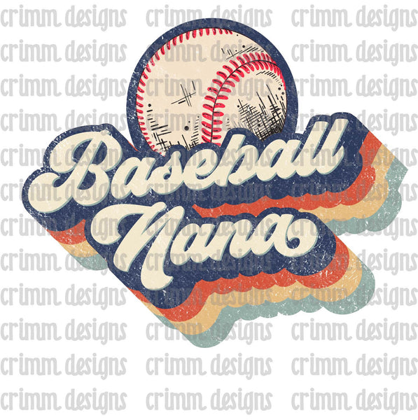 Retro Baseball Nana Sublimation Design Download