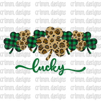 Plaid and Leopard Lucky Shamrock Clover Sublimation Design Digital Download