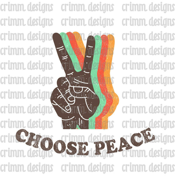 Choose Peace Retro Sublimation Design Digital Download