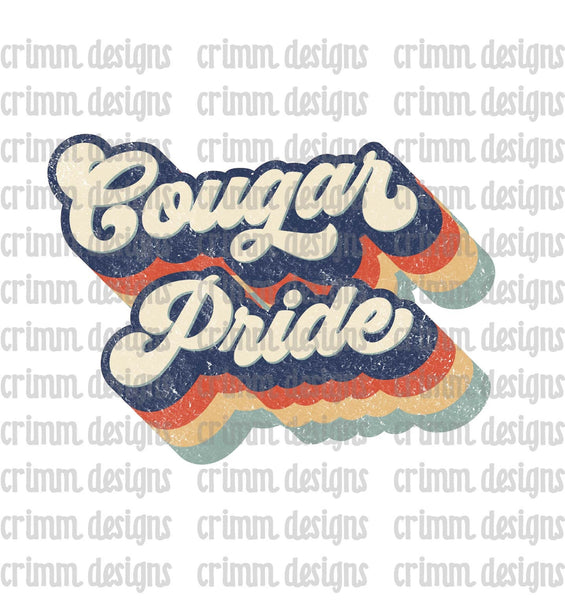 Retro Cougar Pride Sublimation Design Download