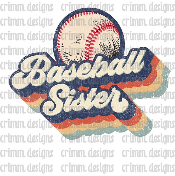 Retro Baseball Sister Sublimation Design Download