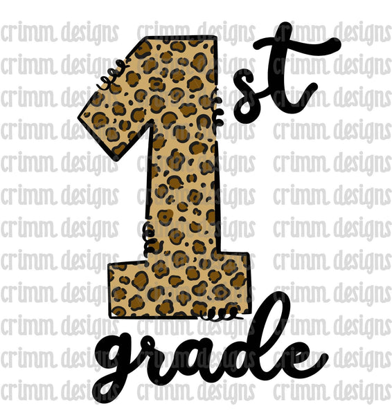 Leopard First Grade Back to School Sublimation Design Download