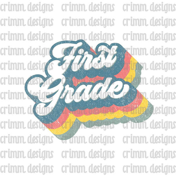 Retro First Grade Back to School Sublimation Design Download