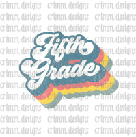 Retro Fifth Grade Back to School Sublimation Design Download