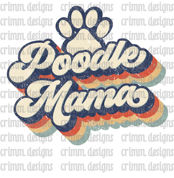 Retro Dog Mom Poodle Mama Sublimation Design Download