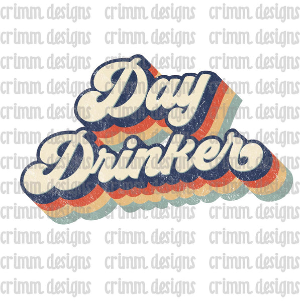 Retro Day Drinker Sublimation Design Download