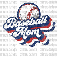 Retro Baseball Mom Red White Blue Sublimation Design Download