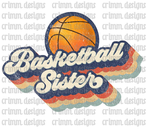 Retro Basketballball Sister Sublimation Design Download