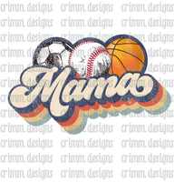 Retro Baseball Basketball Soccer Mama Sublimation Design Download