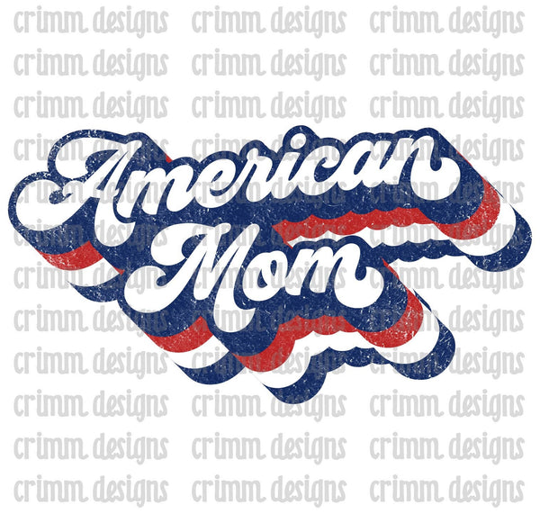 Retro American Mom Red White Blue Sublimation Design Download