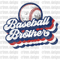 Retro Baseball Brother Red White Blue Sublimation Design Download