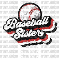 Retro Baseball Sister Red White Black Sublimation Design Download