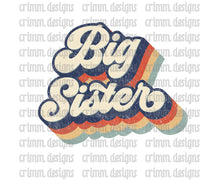 Retro Big Sister Sublimation Design Download
